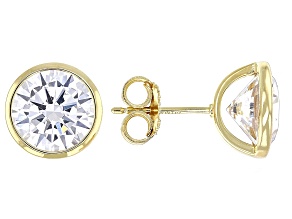 White Cubic Zirconia 18k Yellow Gold Over Sterling Silver Stud Earrings 8.35ctw