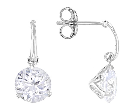 White Cubic Zirconia Rhodium Over Sterling Silver Drop Earrings 5.97ctw