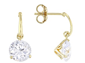 White Cubic Zirconia 18k Yellow Gold Over Sterling Silver Drop Earrings 5.97ctw