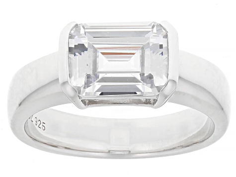 White Cubic Zirconia Rhodium Over Sterling Silver Ring 3.68ctw