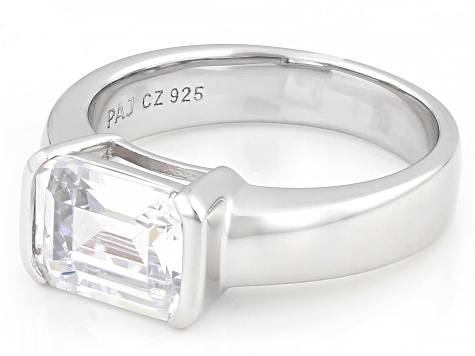 White Cubic Zirconia Rhodium Over Sterling Silver Ring 3.68ctw