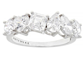 White Cubic Zirconia Rhodium Over Sterling Silver Ring 4.87ctw