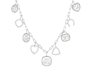 White Cubic Zirconia Rhodium Over Sterling Silver Necklace 19.50ctw