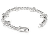 White Cubic Zirconia Rhodium Over Brass Monaco Link Clover Bracelet 5.10ctw