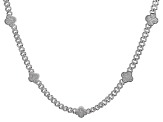 White Cubic Zirconia Rhodium Over Brass Monaco Link Clover Necklace 10.76ctw