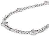 White Cubic Zirconia Rhodium Over Brass Monaco Link Clover Necklace 10.76ctw