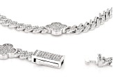 White Cubic Zirconia Rhodium Over Brass Monaco Link Clover Necklace 10.76ctw