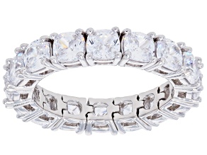 White Cubic Zirconia Rhodium Over Sterling Silver Flexible Cushion Ring 8.00ctw