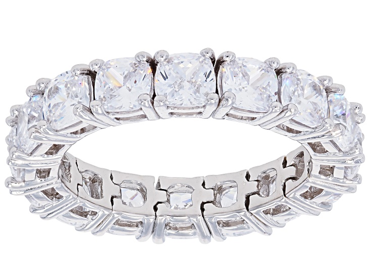 White Cubic Zirconia Rhodium Over Sterling Silver Flexible Cushion Ring 8.00ctw