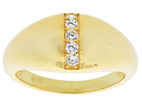 White Cubic Zirconia 18k Yellow Gold Over Sterling Silver Ring 0.30ctw