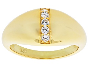 White Cubic Zirconia 18k Yellow Gold Over Sterling Silver Ring 0.30ctw