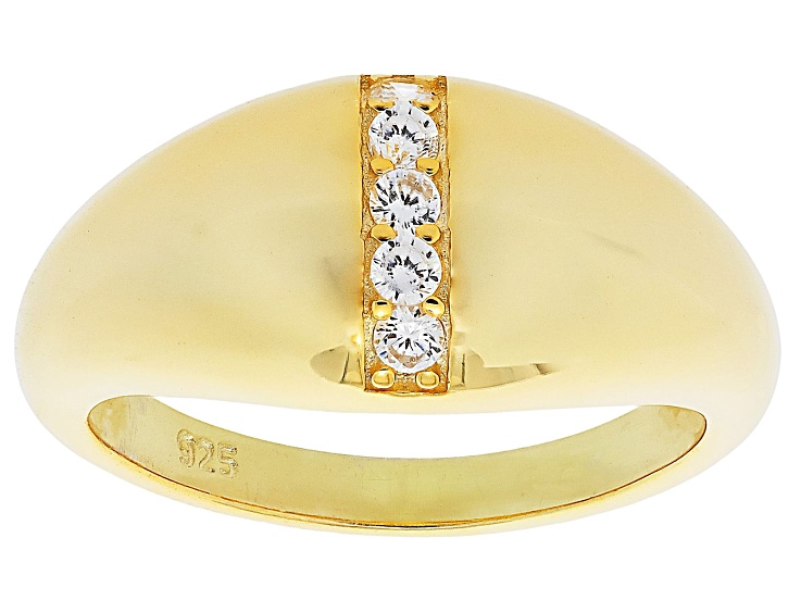 White Cubic Zirconia 18k Yellow Gold Over Sterling Silver Ring 0.30ctw