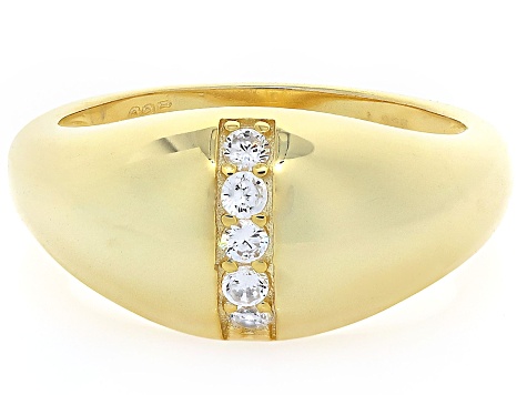 White Cubic Zirconia 18k Yellow Gold Over Sterling Silver Ring 0.30ctw