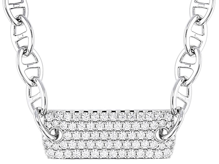 White Cubic Zirconia Rhodium Over Brass Necklace 1.66ctw - BJB905