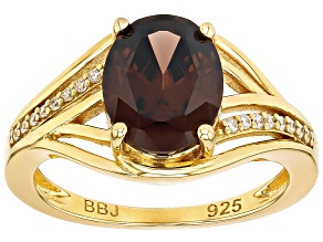 Mocha and White Cubic Zirconia 18K Yellow Gold Over Sterling Silver Ring 3.93ctw