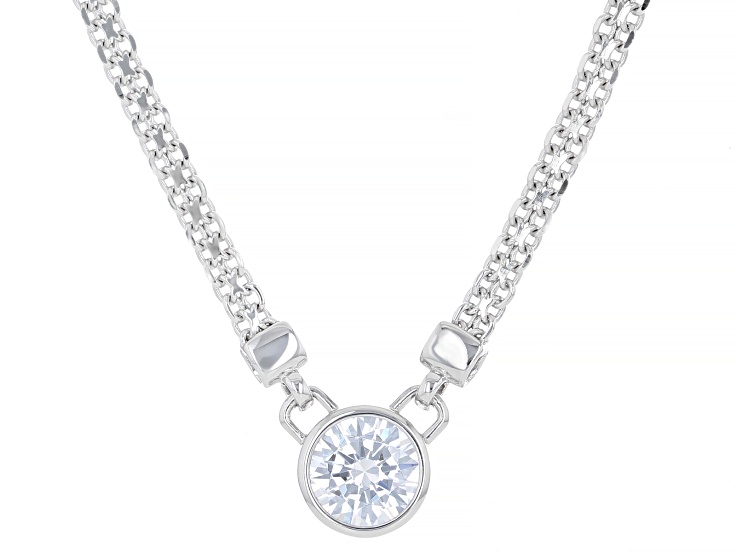 White Cubic Zirconia Rhodium Over Sterling Silver Necklace 1.70ctw