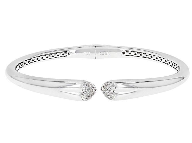 White Cubic Zirconia Rhodium Over Brass Cuff Bracelet 0.47ctw