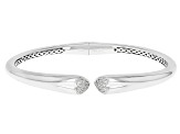 White Cubic Zirconia Rhodium Over Brass Cuff Bracelet 0.47ctw
