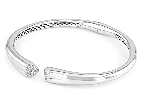 White Cubic Zirconia Rhodium Over Brass Cuff Bracelet 0.47ctw