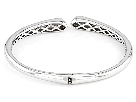 White Cubic Zirconia Rhodium Over Brass Cuff Bracelet 0.47ctw