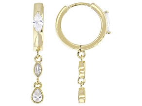 White Cubic Zirconia 18k Yellow Gold Over Sterling Silver Earrings 1.72ctw