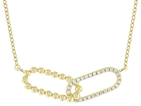 White Cubic Zirconia 18k Yellow Gold Over Sterling Silver Necklace 0.22ctw