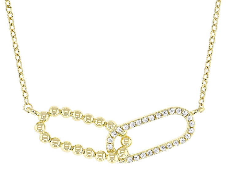 White Cubic Zirconia 18k Yellow Gold Over Sterling Silver Necklace 0.22ctw