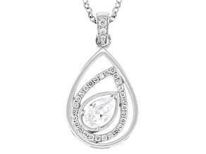 White Cubic Zirconia Rhodium Over Sterling Silver Teardrop Pendant 2.30ctw