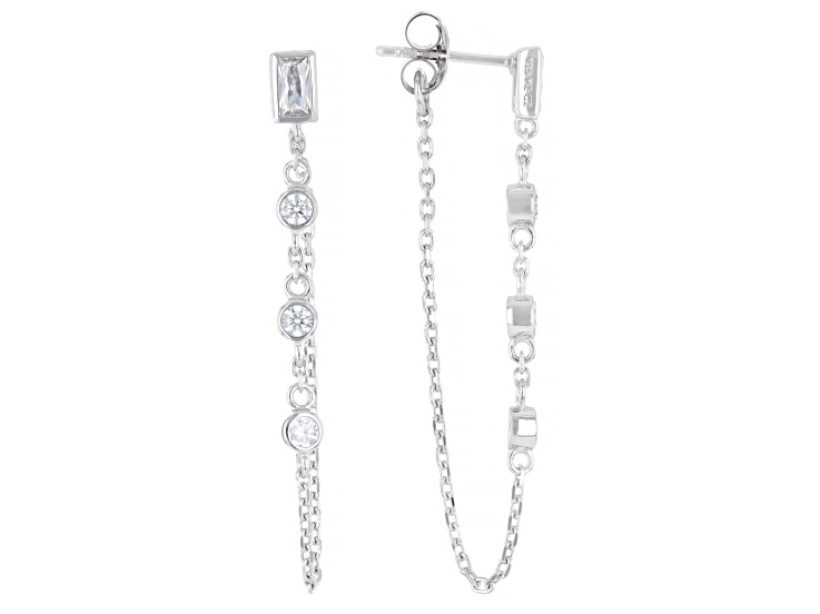 White Cubic Zirconia Rhodium Over Sterling Silver Dangle Earrings 1.32ctw
