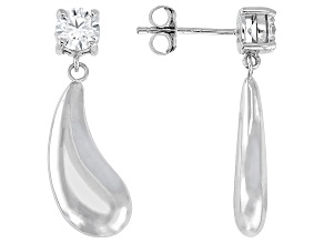 White Cubic Zirconia Rhodium Over Sterling Silver Teardrop Earrings 0.69ctw