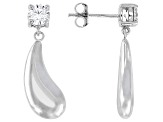 White Cubic Zirconia Rhodium Over Sterling Silver Teardrop Earrings 0.69ctw