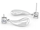 White Cubic Zirconia Rhodium Over Sterling Silver Teardrop Earrings 0.69ctw