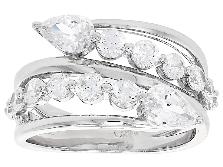 White Cubic Zirconia Rhodium Over Sterling Silver Ring 3.01ctw
