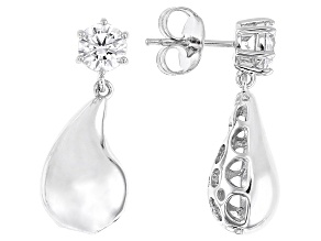 White Cubic Zirconia Rhodium Over Sterling Silver Teardrop Earrings 2.22ctw