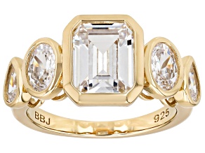 White Cubic Zirconia 18k Yellow Gold Over Sterling Silver Ring 6.26ctw