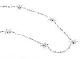White Cubic Zirconia Rhodium Over Sterling Silver Flower Necklace 0.70ctw