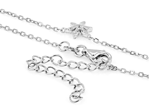 White Cubic Zirconia Rhodium Over Sterling Silver Flower Necklace 0.70ctw