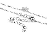 White Cubic Zirconia Rhodium Over Sterling Silver Flower Necklace 0.70ctw