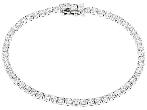 White Cubic Zirconia Rhodium Over Sterling Silver Tennis Bracelet with Illuminated Box 10.26ctw