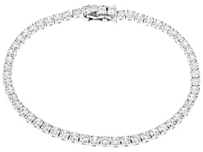 White Cubic Zirconia Rhodium Over Sterling Silver Tennis Bracelet with Illuminated Box 10.26ctw