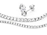 White Cubic Zirconia Rhodium Over Brass Tennis Bracelet, Necklace, and Stud Box Set 15.68ctw