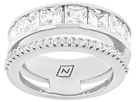 White Cubic Zirconia Rhodium Over Brass Ring, Stud, and Necklace Box Set 8.29ctw