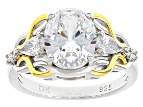 White Cubic Zirconia Rhodium And 18K Yellow Gold Over Sterling Silver Ring 5.13ctw