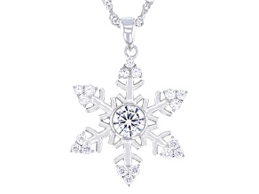 White Cubic Zirconia Rhodium Over Sterling Silver Snowflake Pendant 2.18ctw