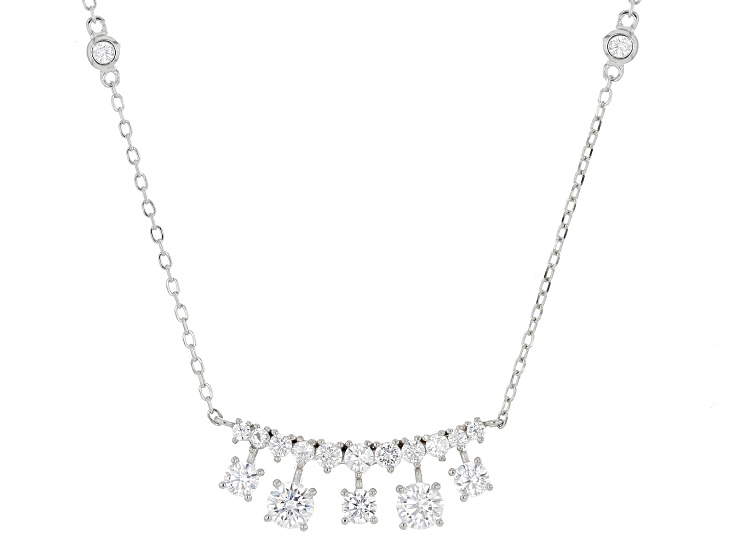 White Cubic Zirconia Rhodium Over Sterling Silver Necklace 1.88ctw
