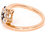Mocha and White Cubic Zirconia 18k Rose Gold Over Sterling Silver Flower Ring 1.90ctw