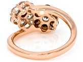 Mocha and White Cubic Zirconia 18k Rose Gold Over Sterling Silver Flower Ring 1.90ctw