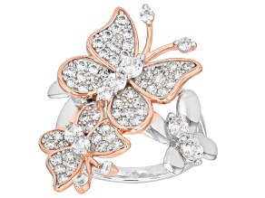 White Cubic Zirconia Rhodium And 18K Rose Gold Over Sterling Silver Ring 2.88ctw