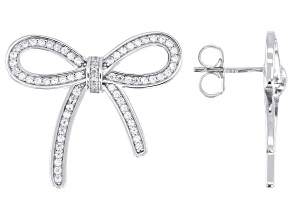 White Cubic Zirconia Rhodium Over Sterling Silver Bow Earrings 1.11ctw