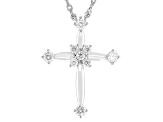 White Cubic Zirconia Rhodium Over Sterling Silver Cross Necklace 1.22ctw